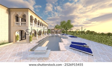 3D rendering of the resort hotel