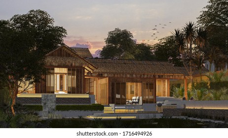 3d Rendering Resort Villa Vernacular Architecture