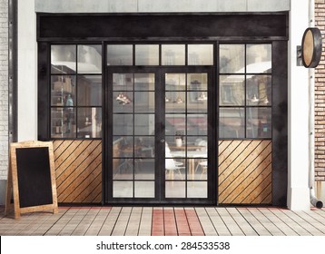 3d rendering of restaurant facade 