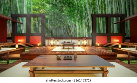 3D Rendering Of A Retro Chinese Tea House