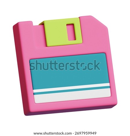 3d rendering of retro floppy disk icon isolated on white background