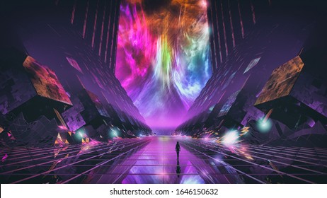 3d Rendering Retro Synth Wave Style Stock Illustration 1646150632 ...