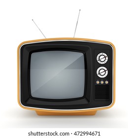 3D Rendering Retro TV On White Background