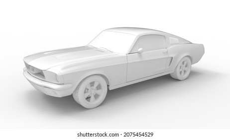 3D Rendering Of A Retro Vintage Sports Automobile Sports Car Isolated In Studio Background