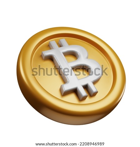 3d rendering right view cryptocurrency BTC or bitcoin gold silver coin with cartoon style good use for blockchain design theme