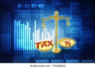 3d rendering Rising tax balancing percentage sign