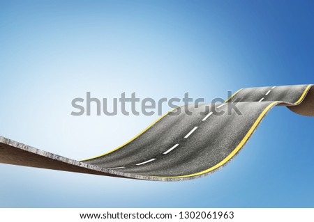 3d rendering road in blue background.