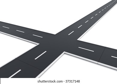 3d Rendering Of A Road Intersection