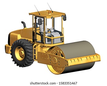 3d Rendering Road Roller Isolated On Stock Illustration 1583351467 ...