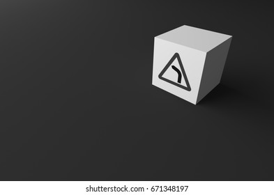 3D RENDERING OF ROAD SIGN ON WHITE BLOCK WITH GREY BACKGROUND - Powered by Shutterstock