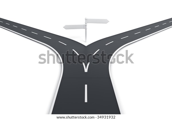 3d Rendering Road Splitting Road Blank Stock Illustration 34931932 ...