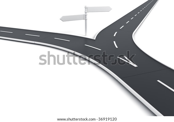 3d Rendering Road Splitting Road Blank Stock Illustration 36919120