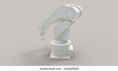 3d Rendering Of A Robot Arm Isolated In A Colored Studio Background