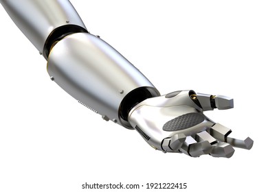 3d rendering robot hand open or extend isolated on white background