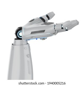 3d rendering robot hand open or extend isolated on white background