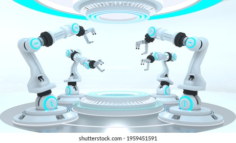 3d Rendering Robotic Arm Or Robot Hand Isolated In Lab