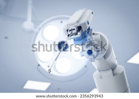 3d rendering robotic assisted surgery machine in operating room