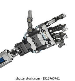3d rendering robotic hand extend isolated on white