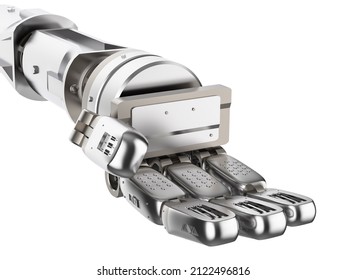 3d rendering robotic hand with hand palm open isolated on white