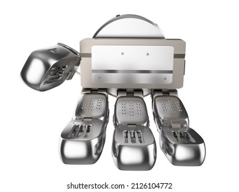 3d rendering robotic hand with hand palm open isolated on white
