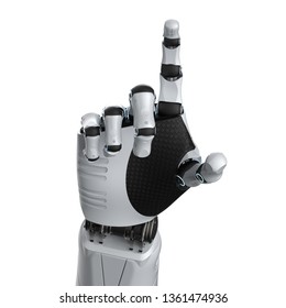 3d rendering robotic hand pointing isolated on white