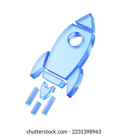 3d rendering of Rocket icon - rocket icon isolated on white