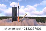 3D rendering of the rocket launch pad