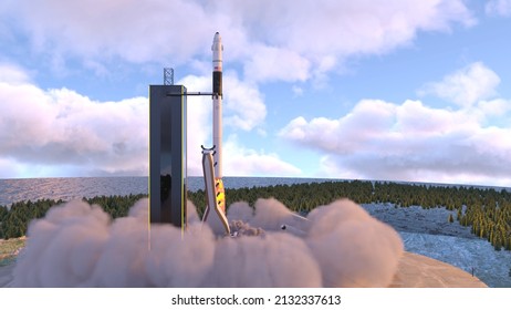 3D rendering of the rocket launch pad