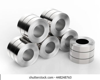 3d Rendering Roll Of Steel Sheet