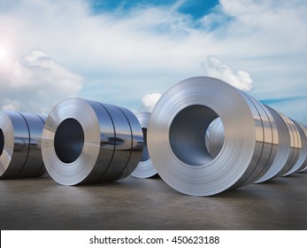 3d rendering roll of steel sheet