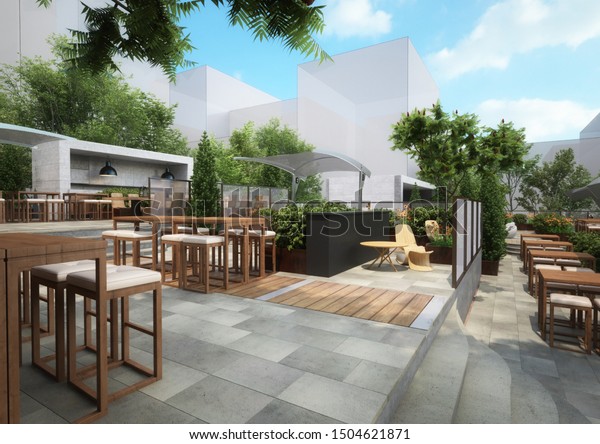 3d rendering- Roof
Garden - Restaurant