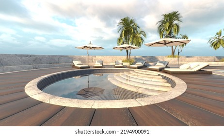3d Rendering Rooftop Swimming Pool Stock Illustration 2194900091