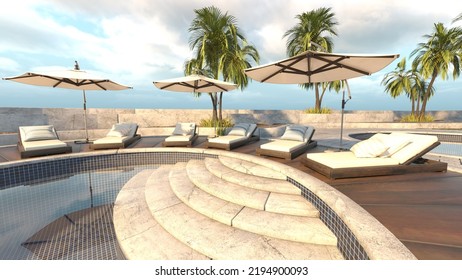 3d Rendering Rooftop Swimming Pool Stock Illustration 2194900093 ...