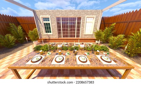 3D rendering of the rooftop terrace