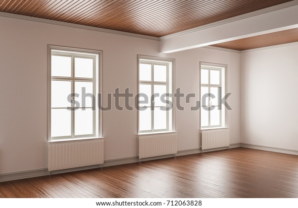 3d Rendering Room Linear Wood Ceiling Stock Illustration 712063828