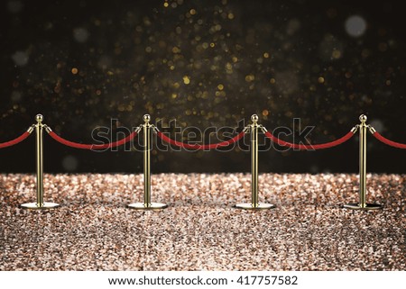 3d rendering rope barrier on glitter background