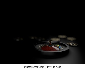 3d Rendering of Roulette with chip on the black background