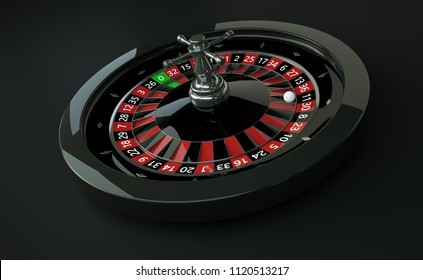 3D Rendering Of Roulette Wheel, Isolated On Black Background