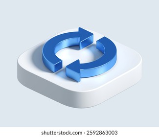 3d rendering of round arrow on platform. simple 3d illustration for business and finance