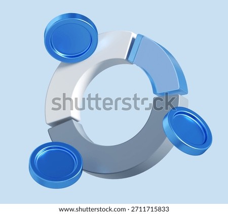 3d rendering of round diagram. stylized simple 3d icon. 3d illustration for business and finance