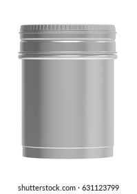 3D Rendering Round Metal Tin,Silver Tin Jar Mock-up, Cosmetic Container 