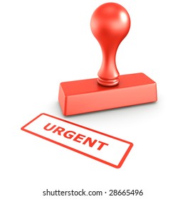 3d rendering of a rubber stamp with URGENT in red ink