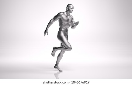 3D Rendering :  A Running Male Body Illustration 