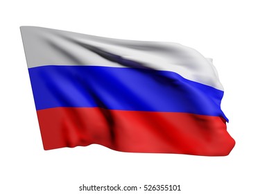 3d Rendering Of Russian Federation Flag Waving On White Background