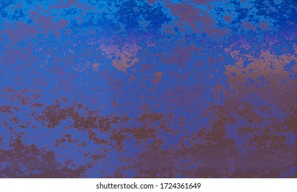 3D rendering of rusted, old, tattered metallic blue wall with cracks, scratches and brown rust. Illustration is good for textures, surfaces, walls, metal sheets, backdrops, backgrounds and structures.