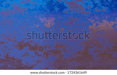 3D rendering of rusted, old, tattered metallic blue wall with cracks, scratches and brown rust. Illustration is good for textures, surfaces, walls, metal sheets, backdrops, backgrounds and structures.