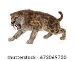 3D rendering of a saber tooth tiger isolated on white background