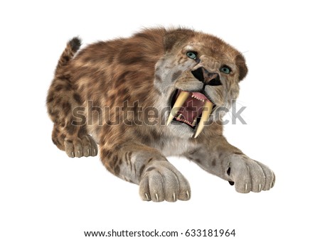 3D rendering of a saber tooth tiger isolated on white background