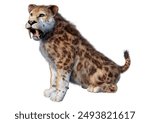 3D rendering of a saber toothed tiger isolated on white background