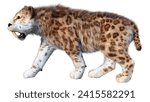 3D rendering of a sabertooth tiger isolated on white background